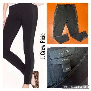 J Crew Pixie Black Leather Tuxedo Pants 